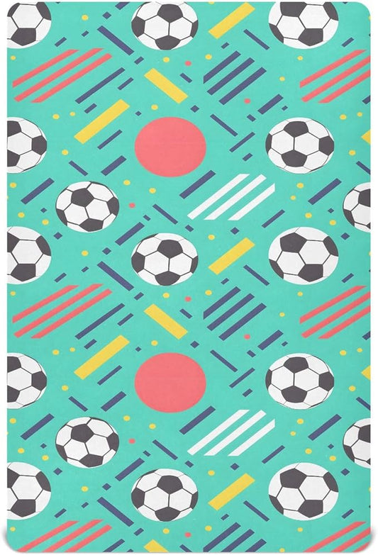 Baby Crib Sheets Fitted Crib Sheet Standard Crib and Toddler Mattress for Boys Girls 39 * 27in Pink Starfish Shell Pattern (Soccer Balls Geometric Shapes, Small)
