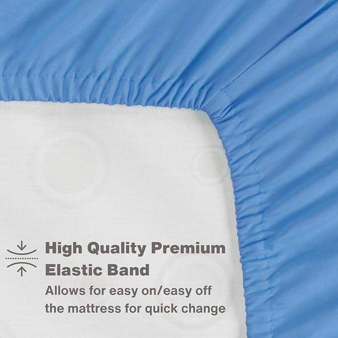 Everyday Kids Fitted Crib Sheet, 100% Soft Breathable Microfiber Baby Sheet, Fits Standard Size Crib Mattress 28in x 52in, Light Blue Nursery Sheet