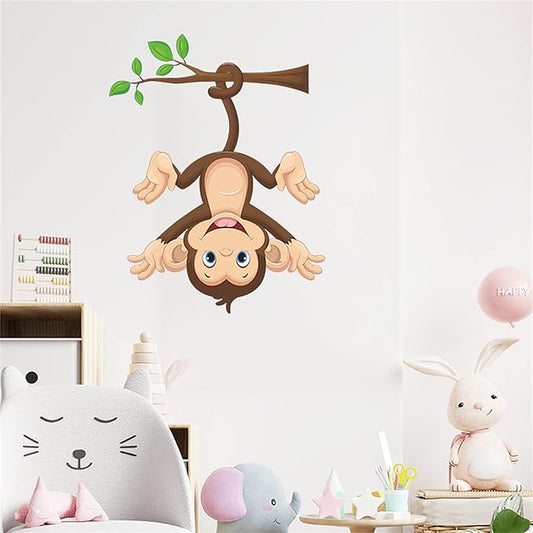 ROFARSO Colorful Cute Cartoon Wall Sticker for Kid Removable Peel and Stick Wall Decal DIY Decoration for Nursery Baby Girls Bedroom Playroom Living Room (Monkey)
