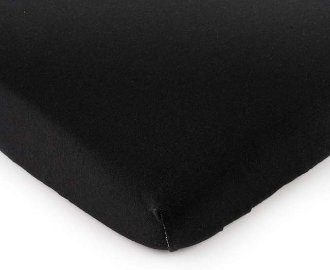 SheetWorld Baby Fitted Cradle Sheet 18 x 36 inches, 100% Cotton Jersey Hypoallergenic Sheet, Unisex Boy Girl, Solid Black, Made in USA