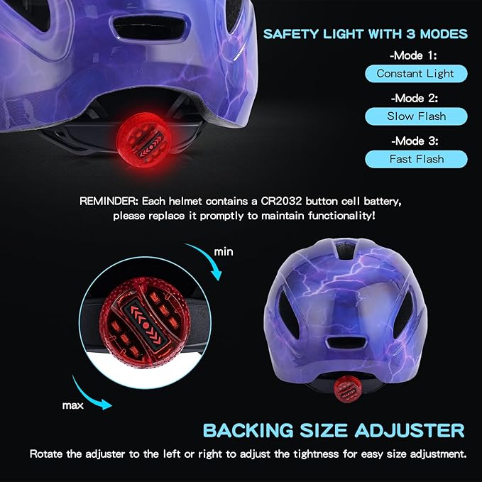 Kids Bike Helmet, OnBros Kid Bicycle Helmet for Girls and Boys with Light Lightweight Kids Helmets Certified Toddler Helmets for Kids 3-5-8-10 Age (46-50-55 cm)