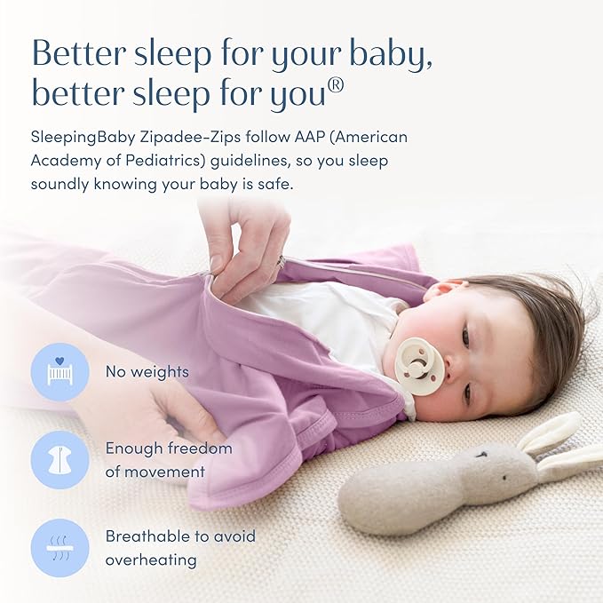 SleepingBaby Zipadee-Zip Transition Swaddle - Cozy Baby Swaddle Blanket with Zipper Convenience - Roomy Wearable Blanket for Easy Diaper Changes - Classic Lavender, X-Small (3-6 Month) - 2 Pack