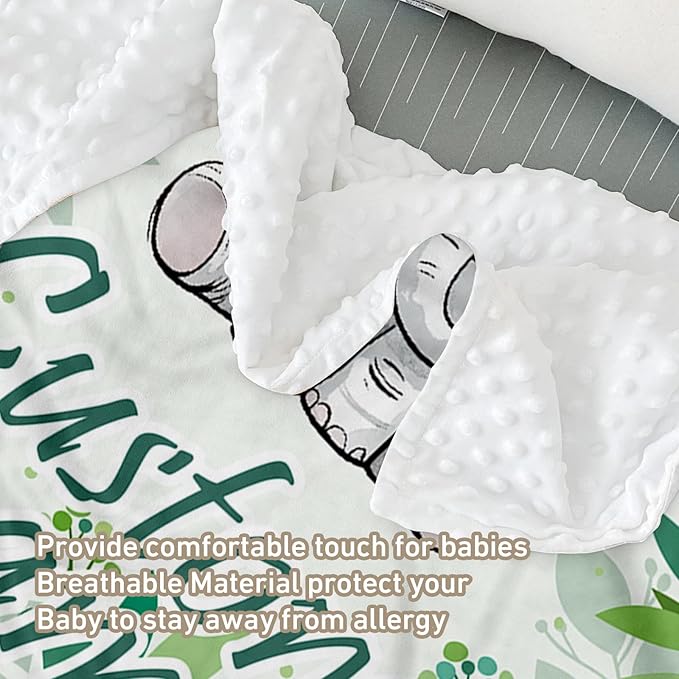 Custom Name Crib Bedding Set 3-Piece – Green Elephant Design Baby Bedding Set with Personalized Soft Blanket, Fitted Sheet, Changing Pad Cover – Ideal Newborn Gift for Boys and Girls
