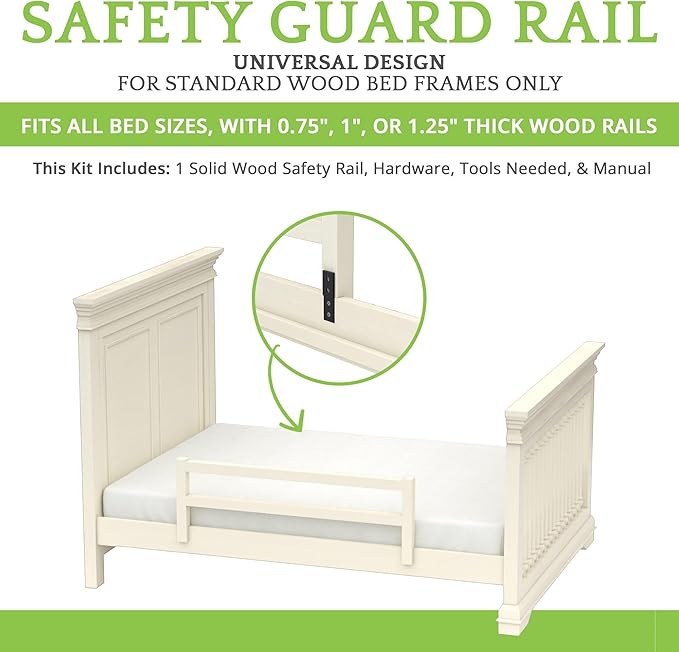 CC KITS Safety Guard Rail for Baby, Kids, and Children - Solid Wood Safety Bed Rail for Toddlers - Easy Installation - Premium Protection for Bunk, Twin, Full, Queen and King Size Beds - (Ivory Lace)