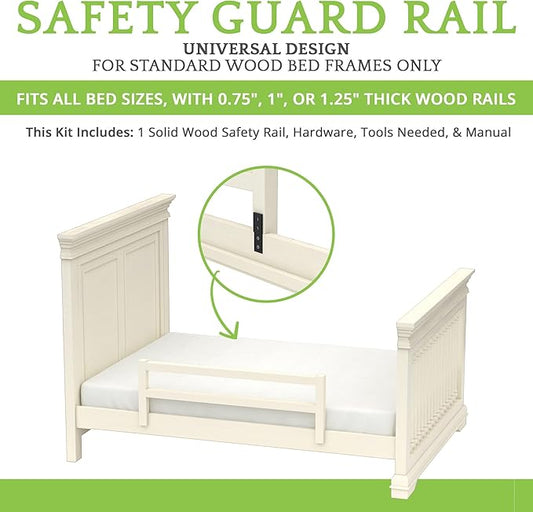 CC KITS Safety Guard Rail for Baby, Kids, and Children - Solid Wood Safety Bed Rail for Toddlers - Easy Installation - Premium Protection for Bunk, Twin, Full, Queen and King Size Beds - (Ivory Lace)