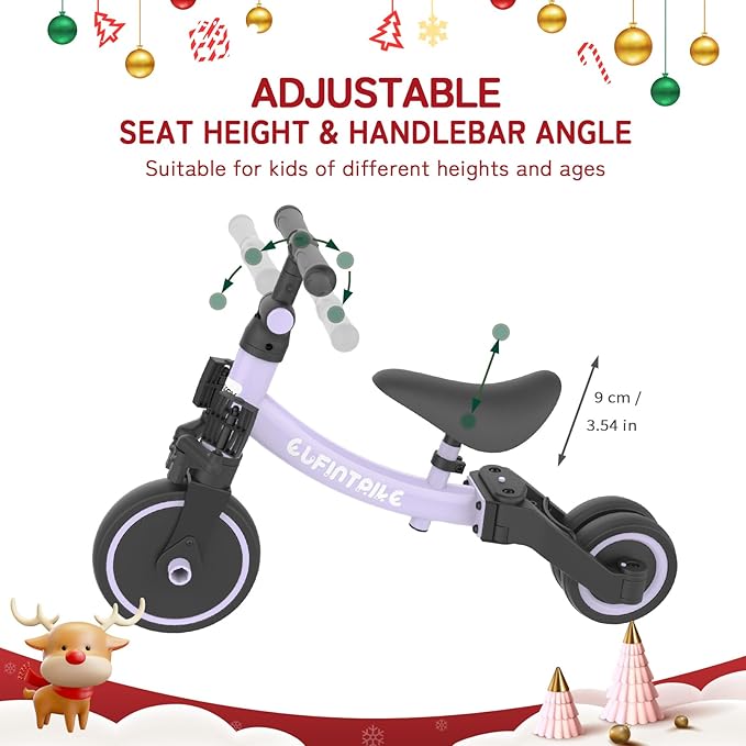 besrey 5 in 1 Toddler Bike for 1 Year to 4 Years Old Kids, Toddler Tricycle Kids Trikes Tricycle, Toys for Boy & Girl, Balance Training, Removable Pedals