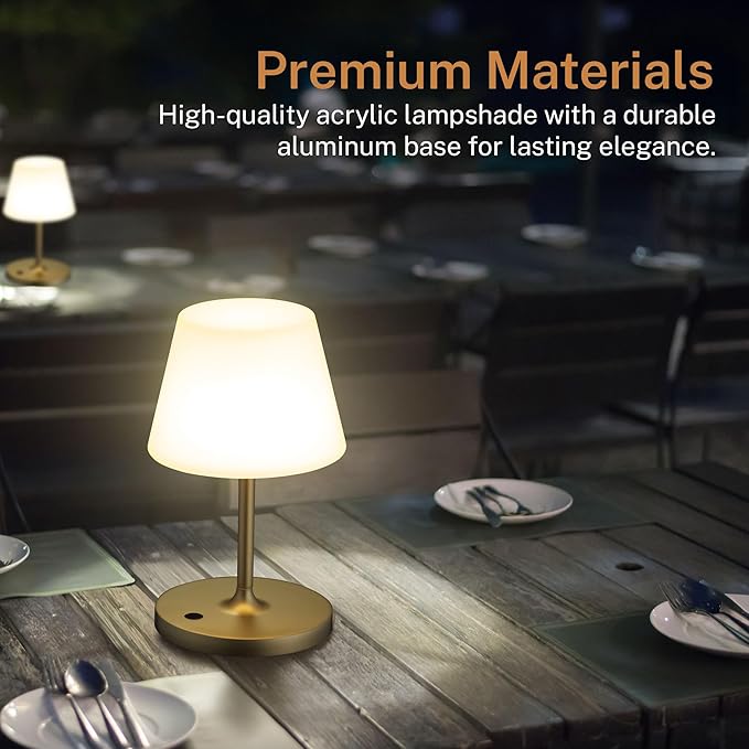 Cordless Lamp, 5000mAh Battery Operated Rechargeable Table Lamp with Power Bank, Touch Dimmable 3 Color Temperatures, IP44 Waterproof Shower Lamp for Kitchen, Bathroom, Indoor Or Outdoor Use 9.6in