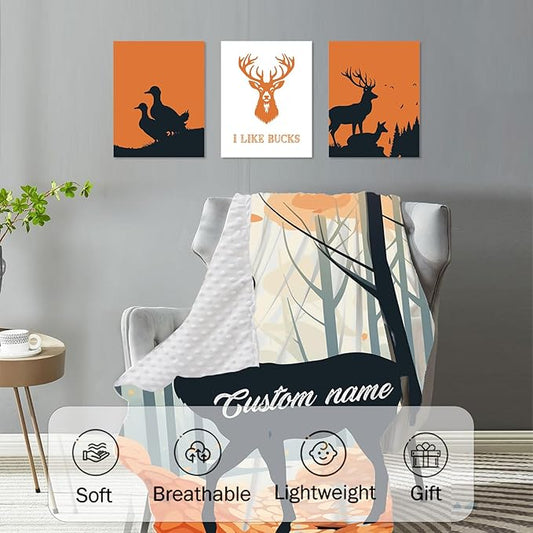 Personalized Baby Crib Bedding Set: 4 Piece Custom Orange Sika Deer Crib Bed Set with Name, Nursery Bedding Set for Baby Girls, Newborn Boys Crib Sets, Crib Bedding Custom Gift, Crib Sheet
