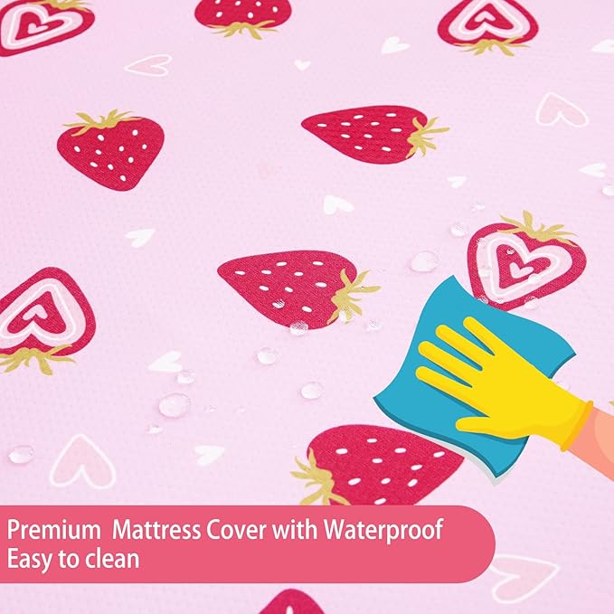 Viviland Pack n Play Mattress - 38" x 26" Premium Soft Foam Portable Toddler Mattress for Pack and Play Topper, Odorless, Breathable, Comfortable and Stable, mini pad for Baby mattresses (Strawberry)