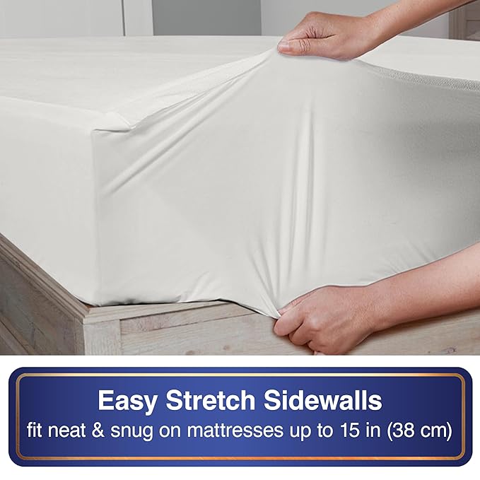 All-in-One Mattress Protector, Zippered Encasement, Water & Stain Resistant, Triple Seal Protection, Queen, White