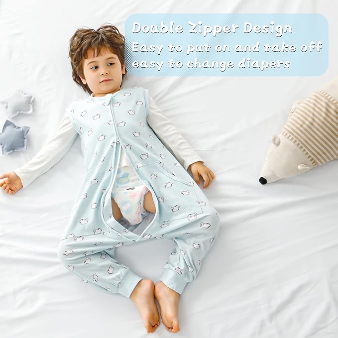 WONDAY Toddler Sleep Sack with Feet, 0.5 Tog Sleeping Sacks for Walking with Legs 3-5T 4T 5T