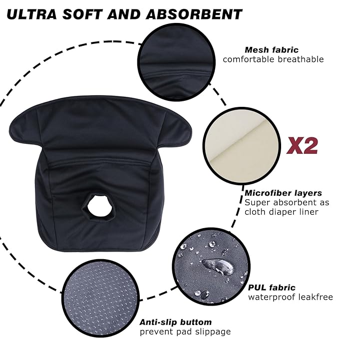 Piddle Pads, Multi-use and Leak Free Lines for Baby Stroller, High Chair & Car Seat, Waterproof Toilet Training Seat Covers for Toddles (Black (1 Pack))