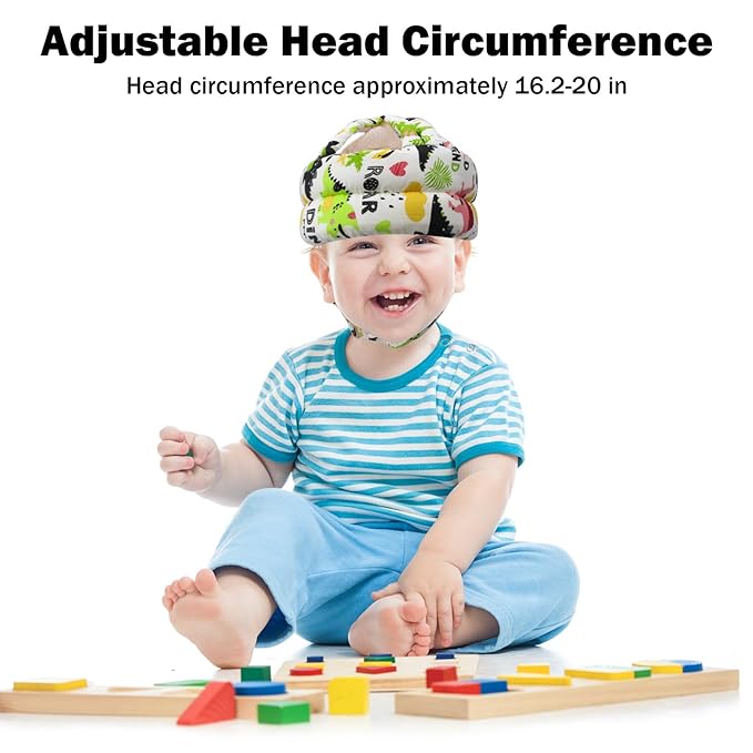 Baby Head Protector Baby Helmet for Crawling Walking, No Bumps Safety Head Adjustable Protective Cap for Walking, Playing (Dinosaur C)