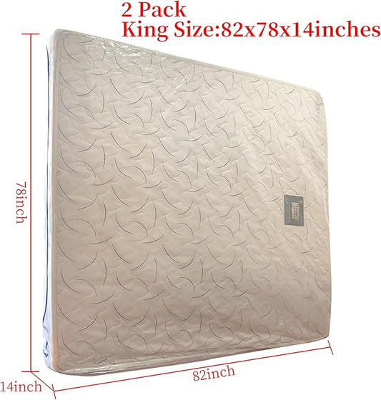 2 Pack King Mattress Bags for Moving and Storage-3 Mil Zipper Plastic Waterproof Mattress Storage Bags
