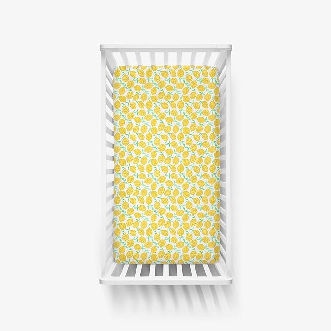 Little Sleepies Baby Crib Sheets, Buttery Soft Viscose from Bamboo Crib Sheets for Boys & Girls, Toddler Bed Sheet, Mini Crib Mattress Sheet, Super Stretchy & Elasticized (Lemon)