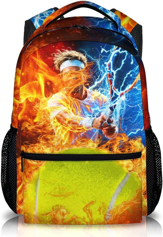CustomWish Backpack for Boys Kids, Tennis Backpacks for Elementary Middle Primary High Senior, 17 Inch Lightweight Cool Sport Bookbag, Ideal Back to School Supplies