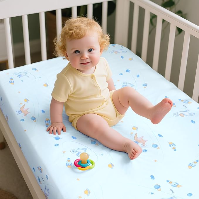 UOMNY Crib Sheet,Boys Girls Crib Sheets Baby Sheet for Standard Crib and Toddler Mattresses Nursery Bedding Sheet Crib Mattress Sheets for Boys and Girls 1 Pack Toddler Sheet
