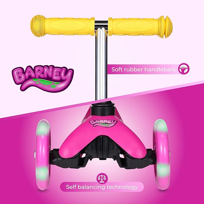 Self Balancing Kick Scooter with Light Up Wheels, Extra Wide Deck, 3 Wheel Platform, Foot Activated Brake, 75 lbs Limit, Kids & Toddlers Girls or Boys, for Ages 3 and Up