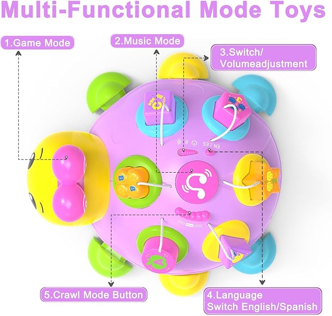 Musical Ladybug Baby Toys 6-12 Months, Infant Early Educational Learning Toy for 1+ Year Old Girl, First Birthday Gift Toys for 7 8 9 10 11 Months Newborn Girls (Purple)