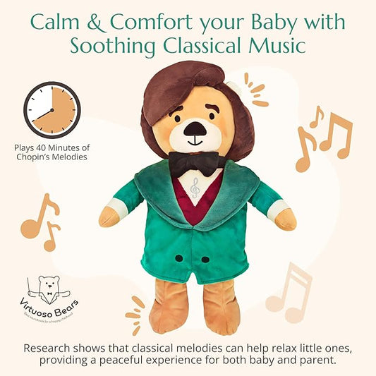 Chopin Plush Bear – Plays 40 Mins of Classical Music, Educational & Soothing Interactive Teddy Bear for Babies & Toddlers, Ideal