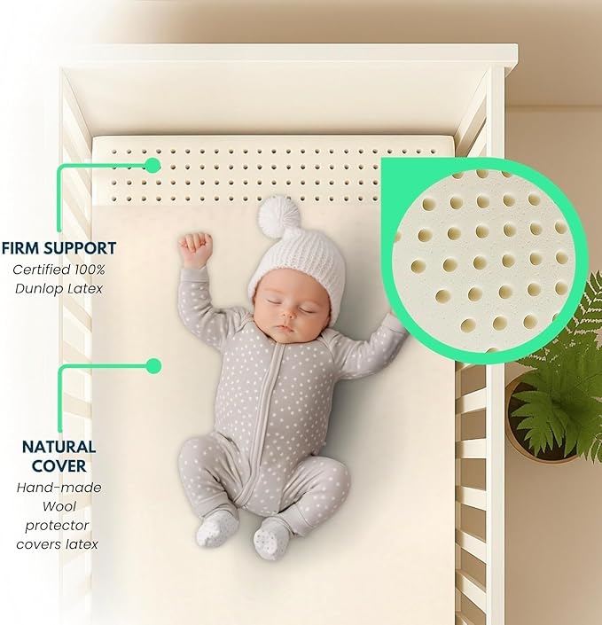 ORGANIC TEXTILES Organic Baby Mattress Topper with Wool Cover - GOLS/GOTS Certified - Breathable, Hypoallergenic, 2" (30"x15")