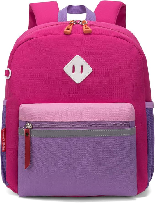 HawLander Little Kids Backpack for Boys or Girls, Toddler School Bag Fits 3 to 6 years old, Rose Purple, 12 Inch