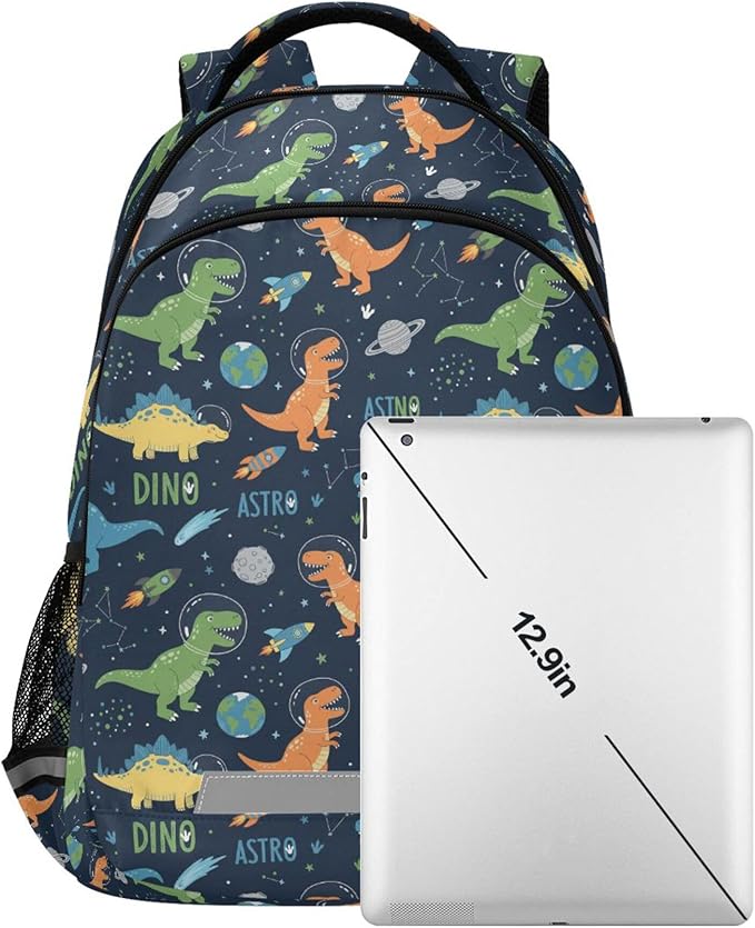 MNSRUU School Backpack with Chest Strap, Cute Funny Dinosaurs Laptop Backpack, Travel Hiking Backpack for Boys Girls, Rucksack, Knapsack One Size