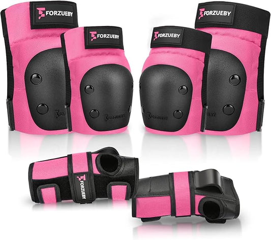 Adult/Kids Knee Pads Elbow Pads Wrist Guards 6 in 1 Protective Gear Set for Inline Roller Skating Skateboarding Scooter BMX etc.
