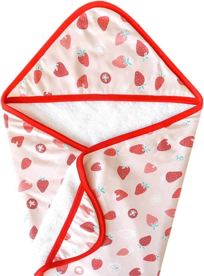 Copper Pearl Hooded Bath Towels Premium Knit/Terry Cloth Baby Towels with Hood, Pockets, and Cool Designs - Great to Gift and Make Bath Time Fun - Baby Bath Towel, Strawberry