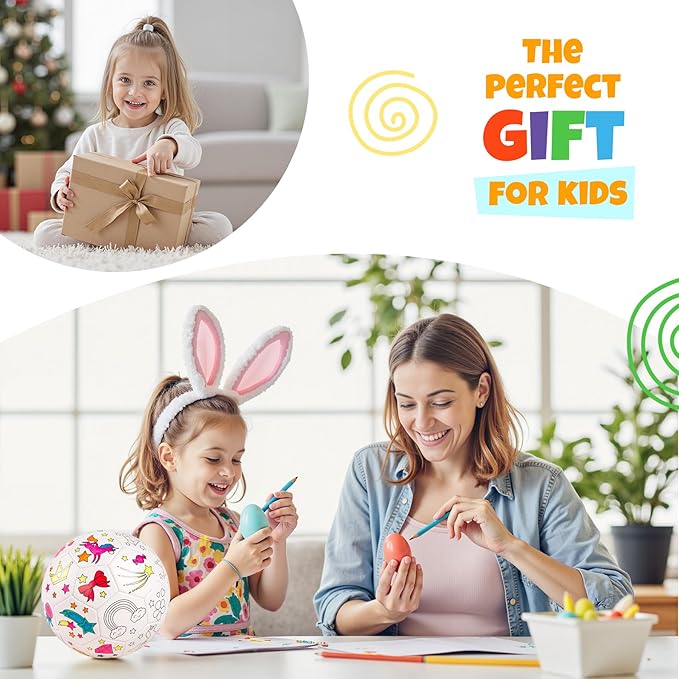 EVERICH TOY Paint Your Own Soccer Ball with Markers, Toddler Arts and Crafts Kits Soccer Gifts for Girls Boys, Size 3 Unicorn Toys Coloring Custom Soccer Ball Birthday Gifts for Kids 3 4 5 6-8 8-12
