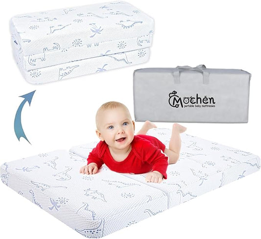 Mochen Trifold Pack and Play Mattress, 38"x26" Breathable Dual-Sided Memory Foam Pack n Play Mattresses Pad, Foldable Portable Baby Mattress for Pack N Play with Travel Bag & Washable Cover