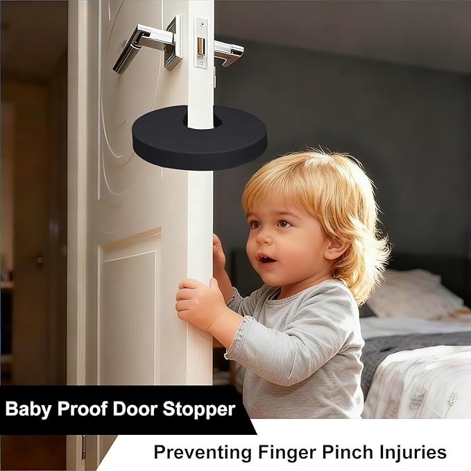 Door Pinch Guard, 6 Pack Door Slam Stopper Door Finger Pinch Guard Soft Thick Foam Door Stopper, Prevent Finger Pinch Injuries, Slamming Doors, Keep Pets from Getting Locked in (Black)