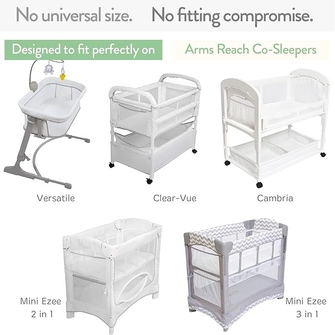 Bassinet Fitted Sheets Compatible with Arms Reach Cosleeper Versatile, Clear-Vue, Cambria and Mini– Snuggly Soft 100% Jersey Cotton – 2 Pack – Not for Ideal Ezee