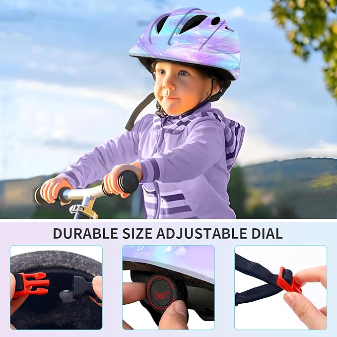 Adjustable Gradient Color Bike Baby/Toddler Helmet 2-4 Years,Safety Lightweight Kids Helmets Ages 1-3-5-8 for Girls Boys,Multi-Sport Infant Helmet for Skating Cycling Scooter