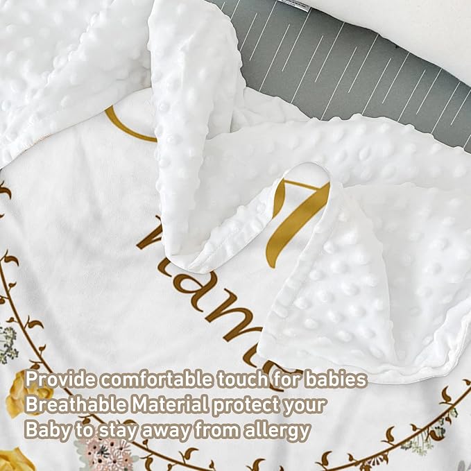 Custom Name Crib Bedding Set 3-Piece – Flowers Design Baby Bedding Set with Personalized Soft Blanket, Fitted Sheet, Changing Pad Cover – Ideal Newborn Gift for Boys and Girls