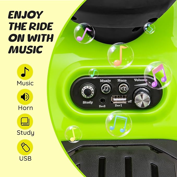 ATV for Kids, 6V Battery Powered Toddler 4 Wheeler w/Music, Light, 1.2mph Max Speed, Kids ATV 4 Wheeler for Toddlers Aged 1.5-3 Years Old, Green