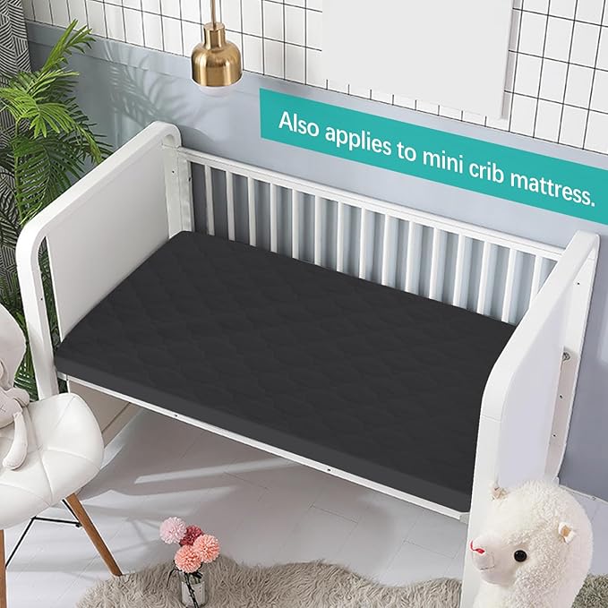 Pack and Play Mattress Protector Sheets Fitted Waterproof Playard Mattress Pad Cover, Compatible with Graco Pack n Play & Dream On Me & Pamo Babe, Playpen/Playard Sheet, Black, 39" x 27"