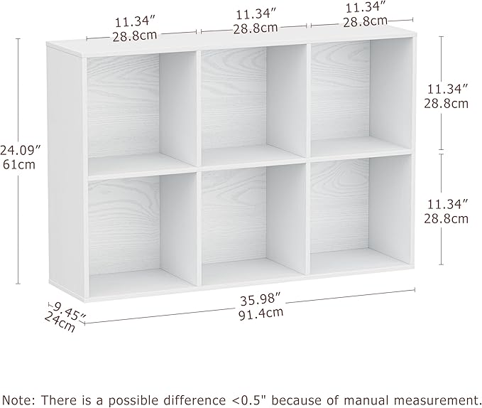 Jpiziso 6 Cube Storage Organizer, Wooden Cube Shelves with Closed Back Panel, Reversible Bookcase, Cubes Closet Organizer for Home, Living Room, Kids Room, Office, Bedroom, Study, Hallway