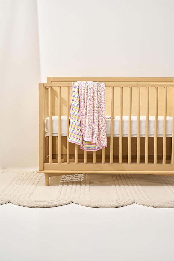 Little Sleepies Baby Crib Sheets, Buttery Soft Viscose from Bamboo Crib Sheets for Boys & Girls, Toddler Bed Sheet, Mini Crib Mattress Sheet, Super Stretchy & Elasticized (Pastel Rainbows)