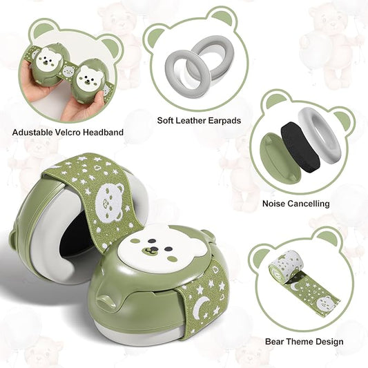 Baby Earmuffs-Infant Ear Protection for Babies 0-36 Months, 25dB NRR Baby Noise Cancelling Headphones with Little Bear Design,Baby Flight Essentials for Travel/Improves Sleep/Outdoor