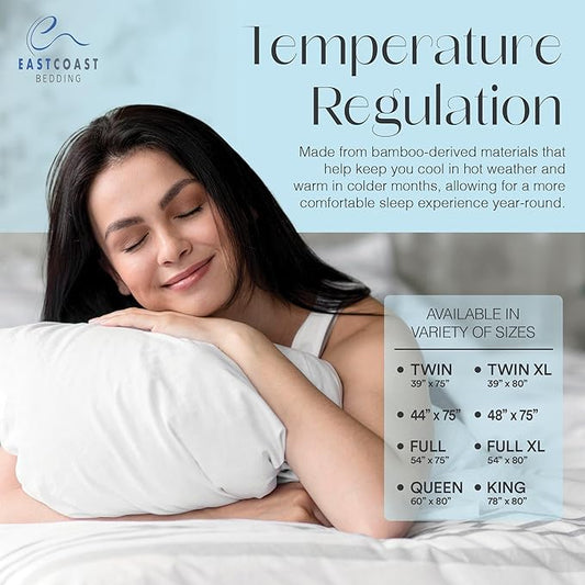 Waterproof Mattress Protector Pad - Size 48" x 75" Inch, Viscose Derived from Bamboo, Ultra Soft, Breathable, Washable Bed Mattress Cover for Comfort & Protection