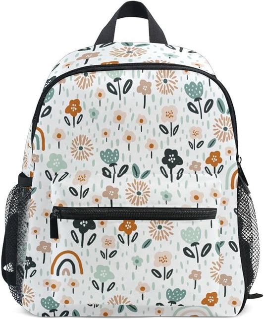 ALAZA Cute Toddler Backpack Floral Rainbows Backpack for Boys Girls Kindergarten Backpack Toddlers Daycare Bag Preschool Backpack