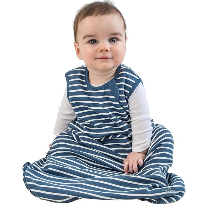 Woolino Merino Wool and Organic Cotton Baby Sleep Bag - 4 Season Classic Sleep Sack - Two-Way Zipper Sleeping Bag for Baby & Toddler - 18-36 Months - Navy Blue