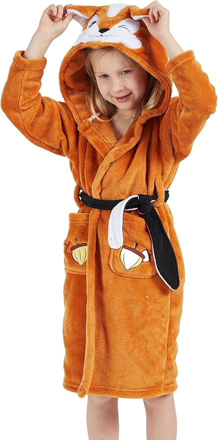 DELEY Girl's Robe Baby Boys Hoodie Robes Toddler Bathrobes for Kids Pajamas Sleepwear