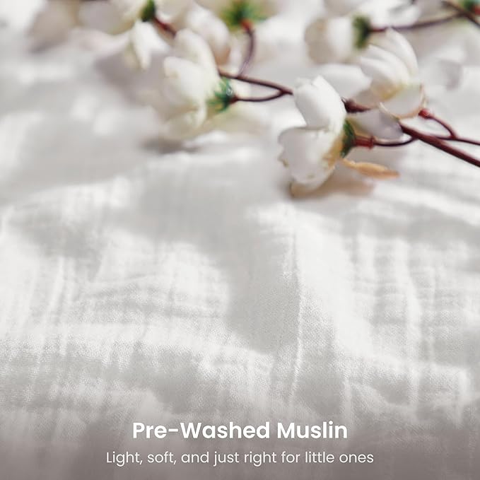 Bioweaves Organic Cotton Muslin Crib Sheet, GOTS Certified Fitted Crib Mattress Sheet, Extra Soft & Breathable for Toddler, Baby Boys & Girls, 52" x 28”, 8 Inch Pocket, White