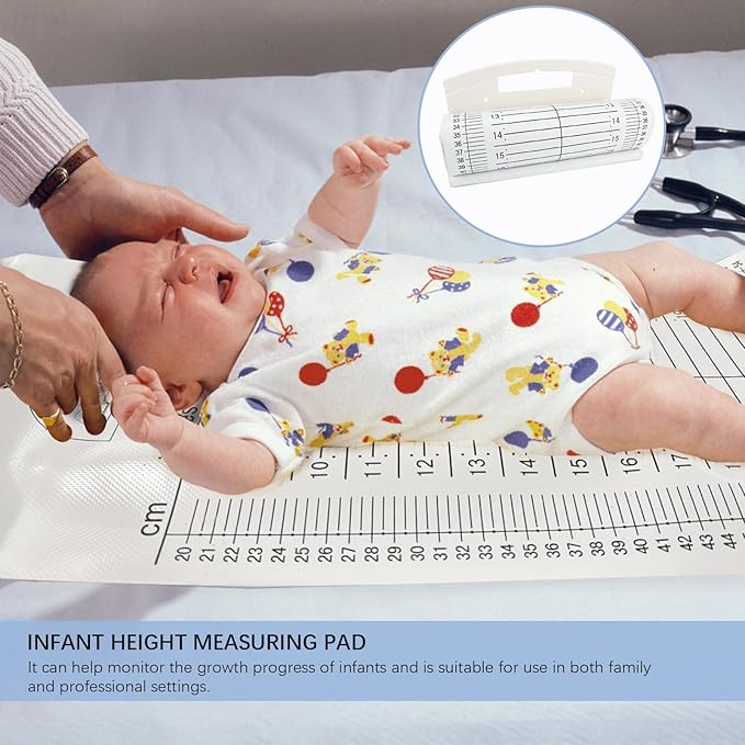 Baby Height Measuring Mat & Infantometer - Soft Growth Height Chart for Toddler, Newborn - Wall-Mountable Washable Ruler for Kids, Pediatrician Use (Foldable, Space-Saving)