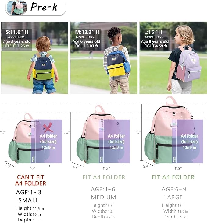 Preschool Toddler Backpack For Boys Girls, School Mini & Travel, Small Kids Child Backpacks, Kindergarten Elementary bag, 11.6" H