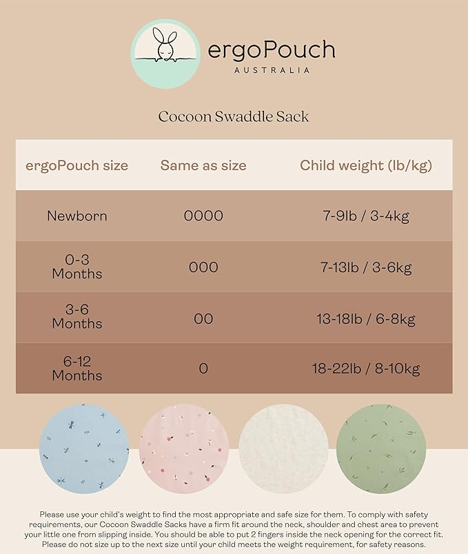ergoPouch Cocoon Swaddle Sack 0.2 TOG - Baby Sleep Sack, Gentle Snug Fit Helps Calm Startle Reflex, Ideal for Arms In/Out Sleeping, Soft Breathable Fabric for Better Sleep (6-12 Months, Daisies)