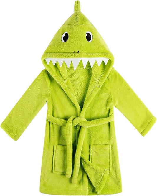Kids Boys Girls Shark Soft Hooded Bathrobe Toddler Robe with Animal Hood