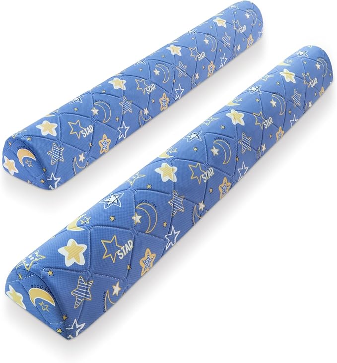 2-Pack Premium Foam Bed Bumpers for Toddler, Non-Slip Bed Rails for Toddlers for Twin, Queen, King Beds, Machine Washable Bumpers Cover for Easy Care（Size：52" x 7" x 5"）